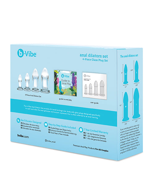 B-Vibes Anal Dilators Glass Plug Set (4 per Set) - Clear