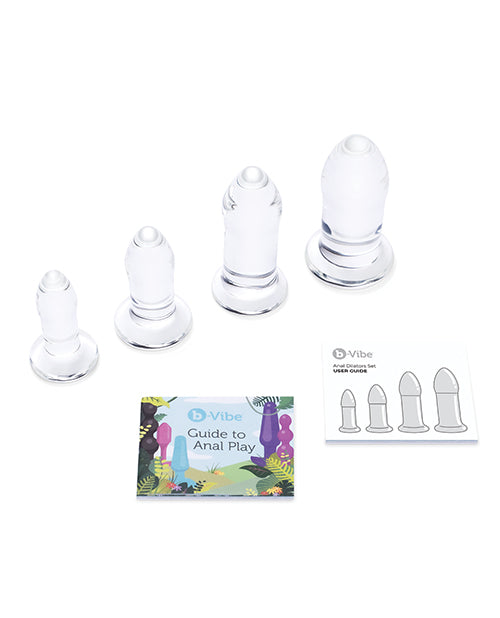 B-Vibes Anal Dilators Glass Plug Set (4 per Set) - Clear
