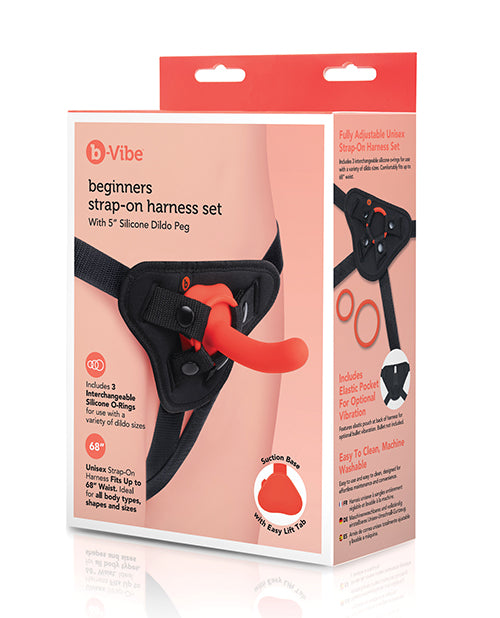 b-vibe Beginner Strap-On Harness Set - With 5” Silicone Dildo Peg