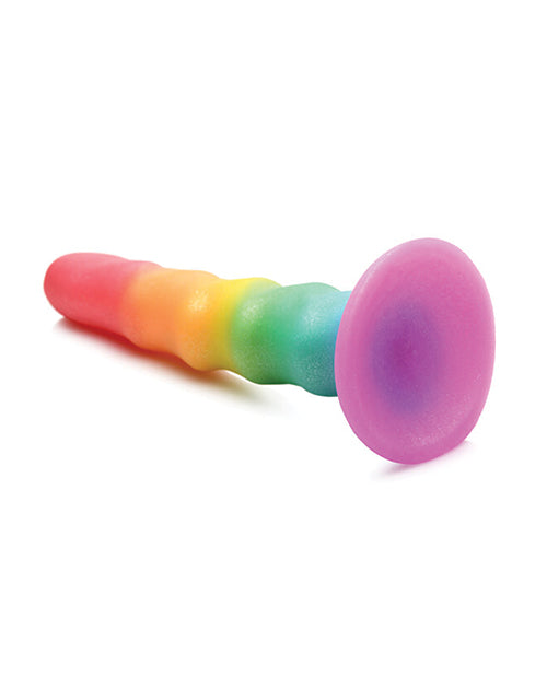 Simply Sweet Zigzag Silicone Rainbow Dildo