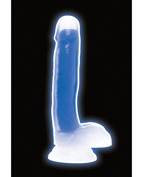 Lollicock Glow in the Dark Silicone Dildo with Balls 7in - Blue