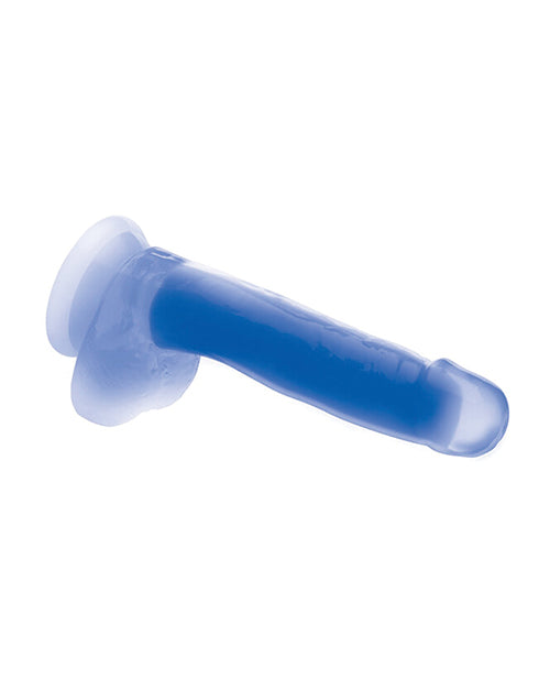 Lollicock Glow in the Dark Silicone Dildo with Balls 7in - Blue