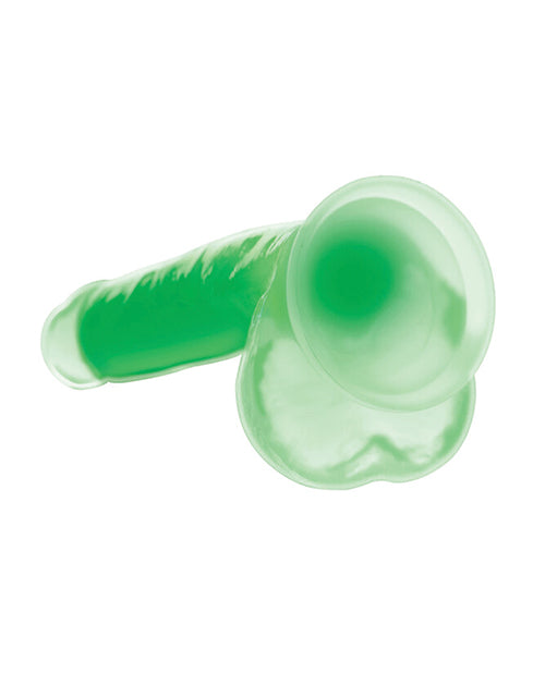 Lollicock Glow in the Dark Silicone Dildo with Balls 7in - Green