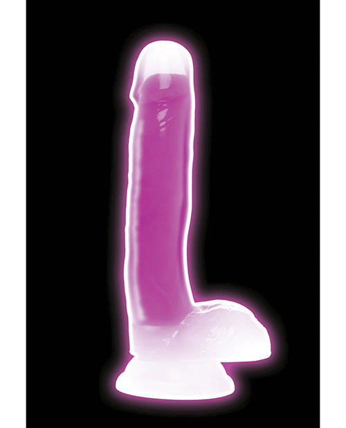 Lollicock Glow in the Dark Silicone Dildo with Balls 7in - Purple