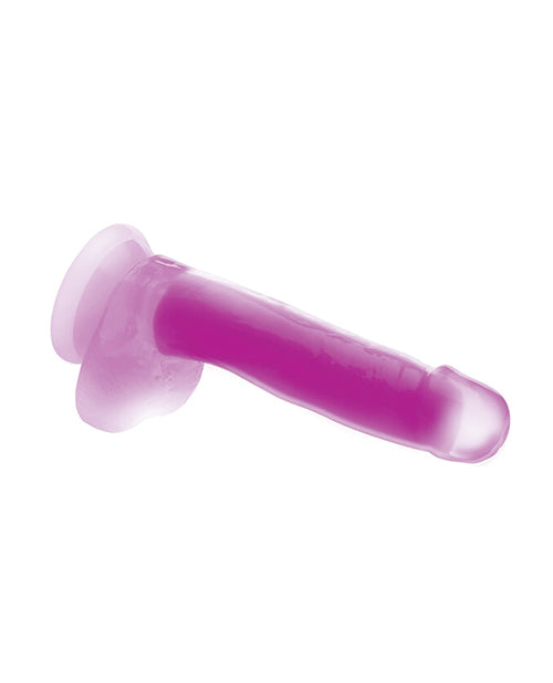 Lollicock Glow in the Dark Silicone Dildo with Balls 7in - Purple