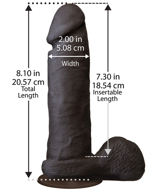 The Realistic Cock Ultraskyn Dildo 8in - Black