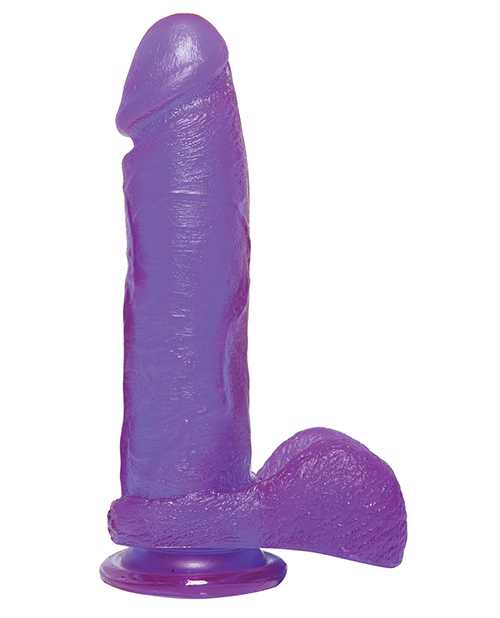 Crystal Jellies Dildo with Balls 8in - Purple