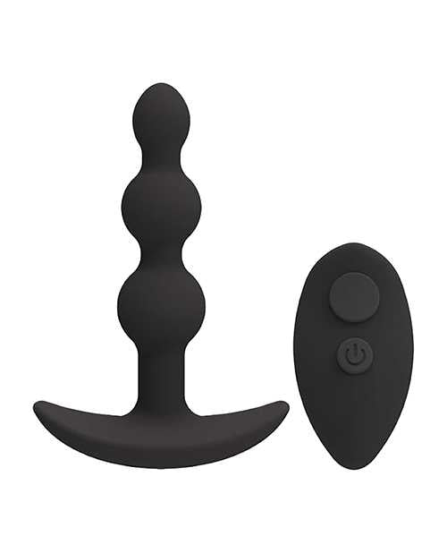 A-Play Shaker Rechargeable Silicone Beaded Anal Plug with Remote Control - Black