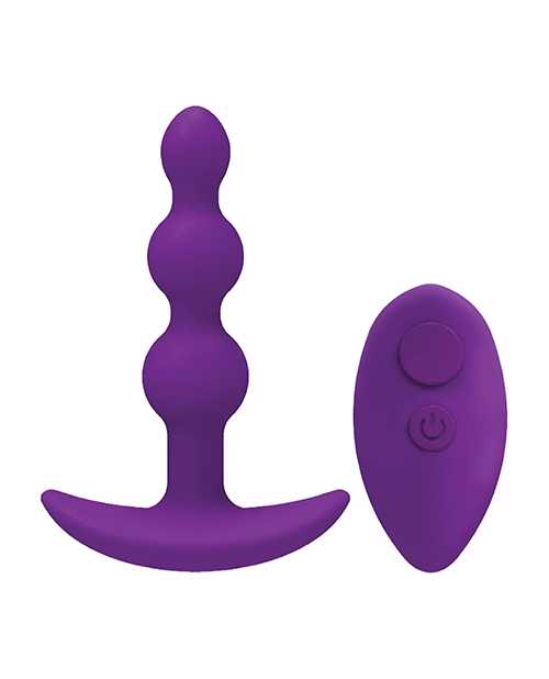 A-Play Shaker Rechargeable Silicone Beaded Anal Plug with Remote Control - Purple