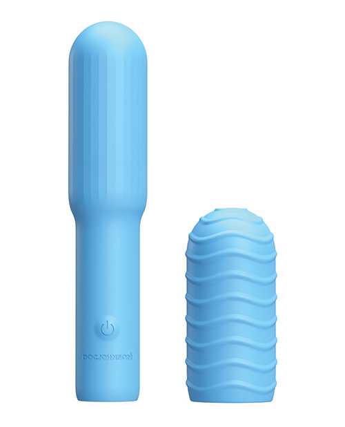 Pocket Rocket Elite Silicone Rechargeable Mini Vibrator With Removable Sleeve - Sky Blue