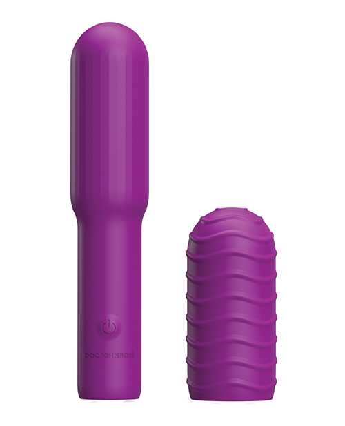 Pocket Rocket Elite Silicone Rechargeable Mini Vibrator With Removable Sleeve - Purple