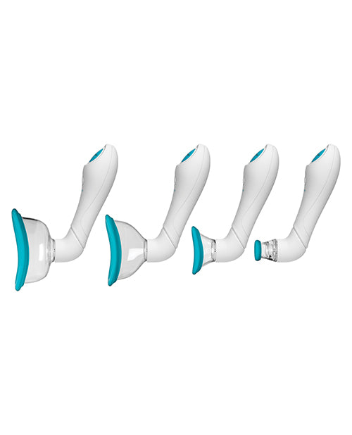 Bloom Intimate Body Pump Silicone Vibrating Rechargeable Body Pump - Sky Blue/White