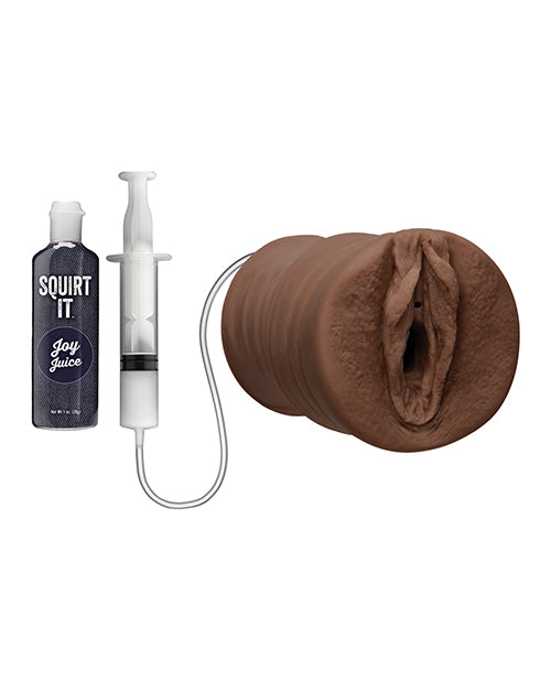 Squirt It Ultraskyn Squirting Masturbator with 1oz Joy Juice - Pussy - Chocolate