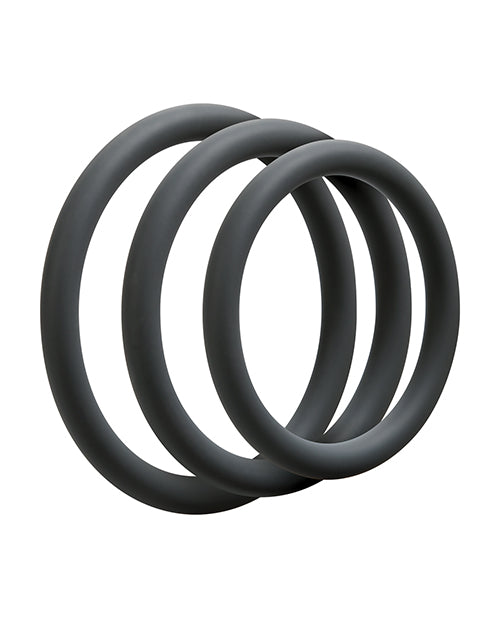 OptiMALE 3 C-Ring Set Silicone Cock Ring Thin (3 Piece Kit) - Slate