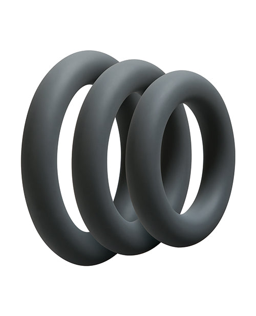 OptiMALE 3 C-Ring Set Silicone Cock Ring Thick (3 piece kit) - Slate