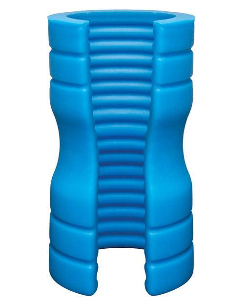OptiMALE Ribbed Truskyn Silicone Masturbator - Blue