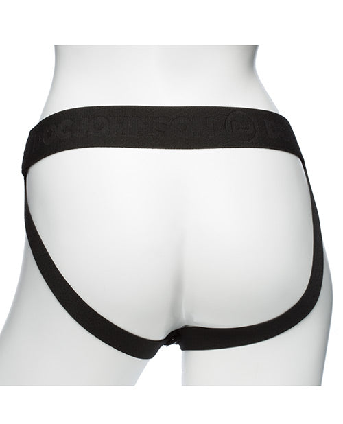 Body Extensions Be Ready Silicone Strap-On Harness with 2 Hollow Dildos 7in and 7.5in (4 piece set) - Black