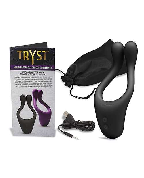 Tryst Rechargeable Multi Erogenous Zone Silicone Massager - Black
