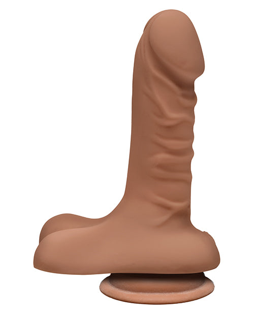 The D Super D Ultraskyn Dildo with Balls 6in - Caramel