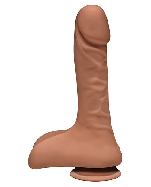 The D Super D Ultraskyn Dildo with Balls 9in - Caramel