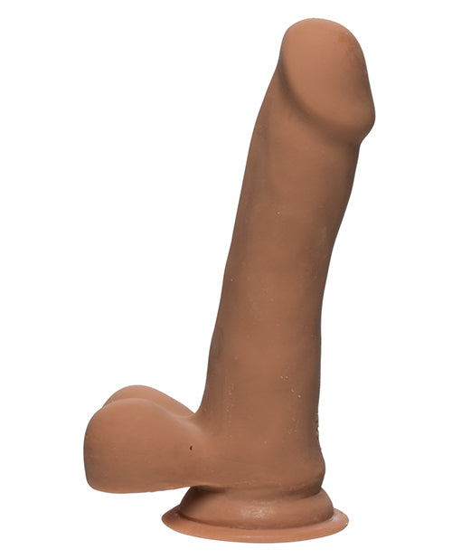 The D Slim D Ultraskyn Dildo with Balls 6.5in - Caramel