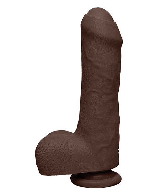 The D Uncut D Ultraskyn Dildo with Balls 7in - Chocolate