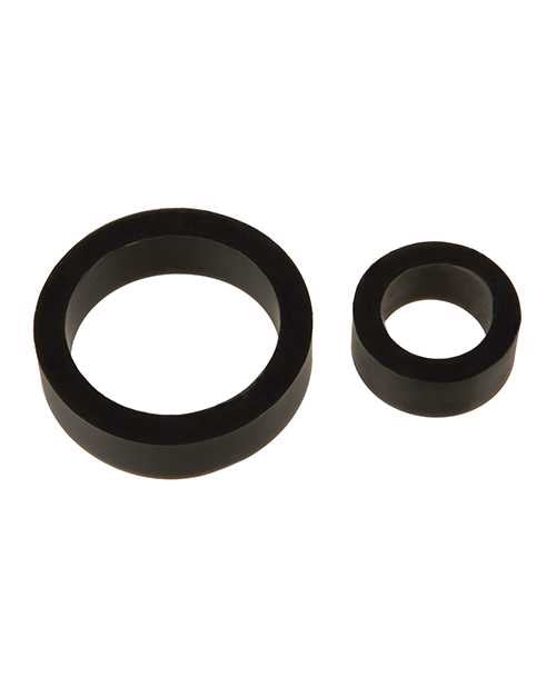 TitanMen Platimum Silicone Cock Rings (2 Piece Kit) - Black