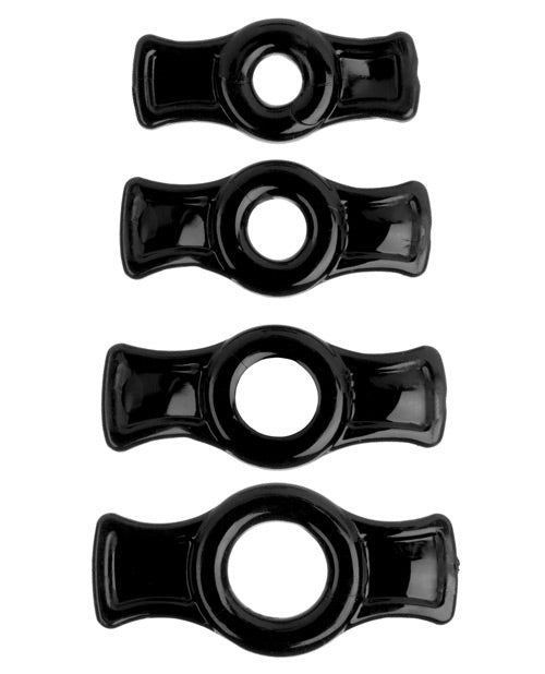 TitanMen Stretch-To-Fit Cock Rings (4 Piece Kit) - Black