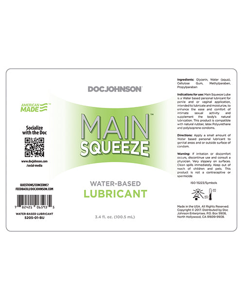 Main Squeeze Water Based Lubricant 3.4oz