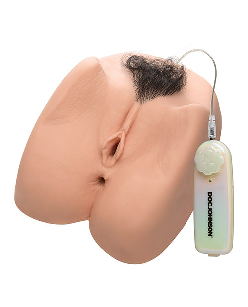 Sasha Grey Ultraskyn Deep Penetration Vibrating Masturbator with Bullet and Wired Remote Control - Pussy and Butt - Vanilla