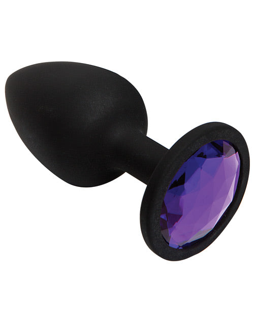 Booty Bling Jeweled Silicone Anal Plug - Small - Purple