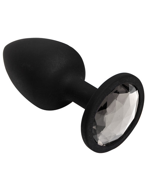 Booty Bling Jeweled Silicone Anal Plug - Small - Silver