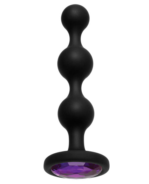 Booty Bling Jeweled Silicone Anal Beads - Purple
