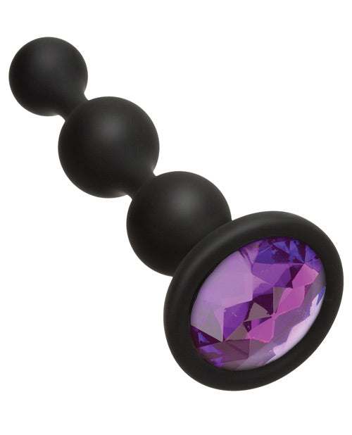 Booty Bling Jeweled Silicone Anal Beads - Purple
