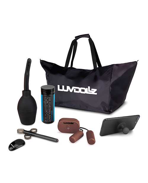 Luvdollz Remote Controlled Doggy Style Vibrating Rechargeable Pussy and Ass Masturbator with Bullets and Remote Control - Chocolate
