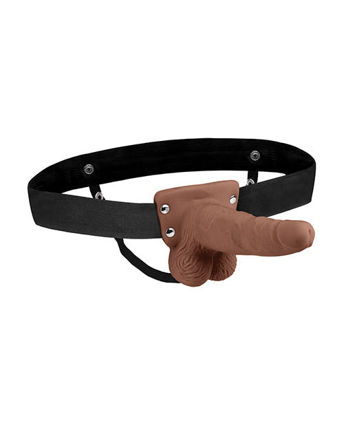 Lux Fetish Rechargeable Strap-on with Balls 6in - Caramel