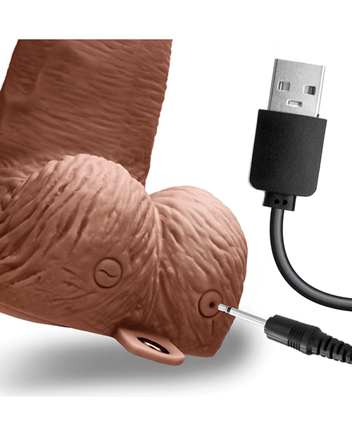 Lux Fetish Rechargeable Strap-on with Balls 6in - Caramel