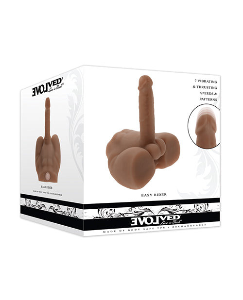 NO ETA $Evolved Easy Rider Thrusting & Vibrating Life-Like Dildo - Dark