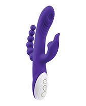 Lick Me Triple Stimulation Rechargeable Silicone Vibrator - Purple