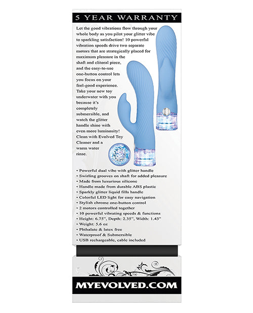 Glitteriffic Rechargeable Silicone Light-Up Rabbit Vibrator - Aqua