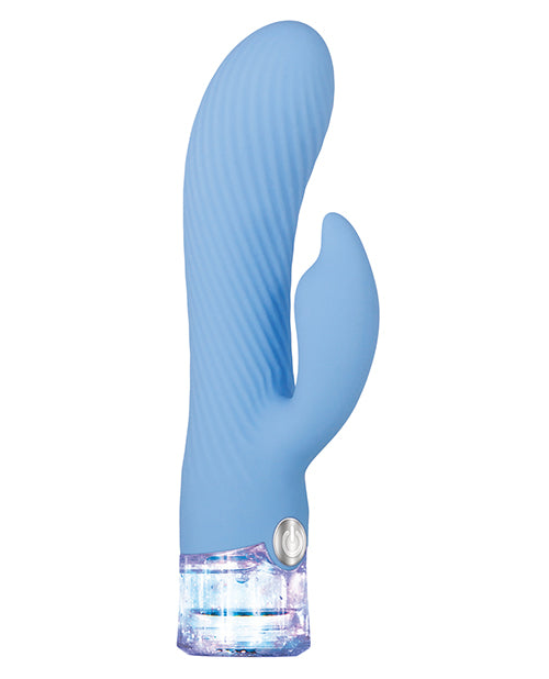 Glitteriffic Rechargeable Silicone Light-Up Rabbit Vibrator - Aqua
