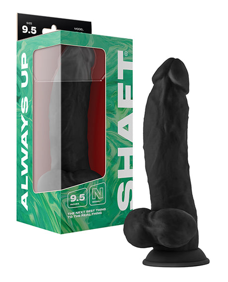 Shaft Model N Flexskin Liquid Silicone 9.5" Side Curve Dong w/Balls - Black