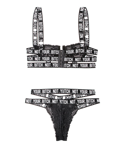 Vibes Not Your Bitch Lace Bra & Cutout Panty Black S/M