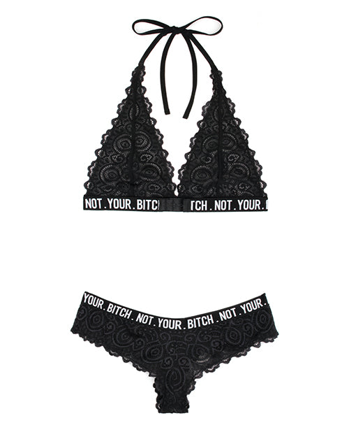 Vibes Not Your Bitch Bralette & Cheeky Panty Black M/L