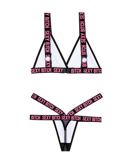 Vibes Sexy Bitch Bralette & Strappy Panty Black L/XL