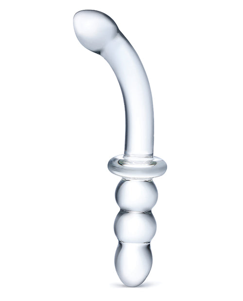 Glas Ribbed G Spot Glass Dildo 8in - Clear