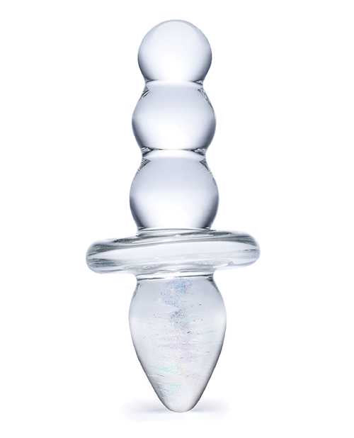 Glas Titus Beaded Butt Plug - Clear