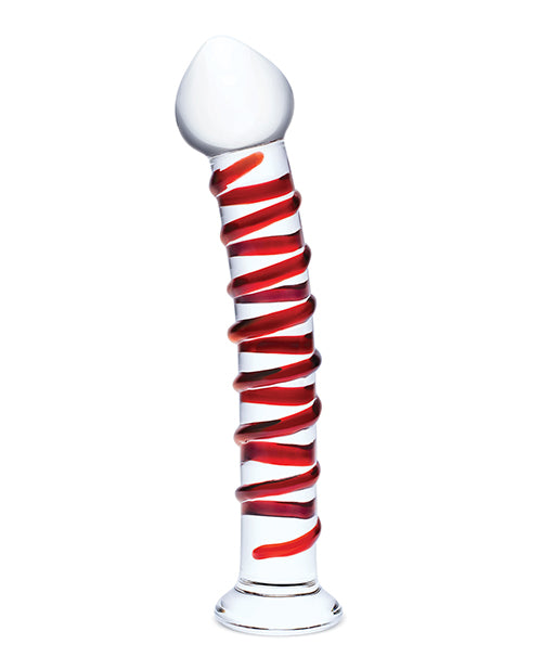 Glas Mr. Swirly Glass Dildo 10in - Clear/Red