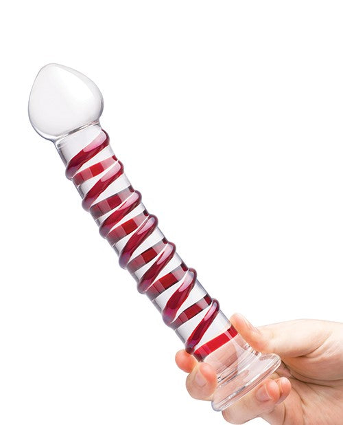 Glas Mr. Swirly Glass Dildo 10in - Clear/Red