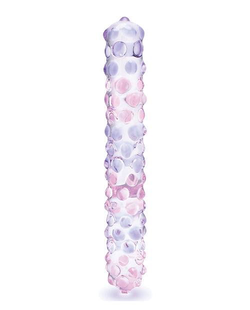 Glas Purple Rose Glass Nubby Dildo 9in - Clear/Pink